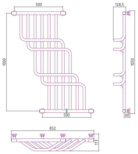 Полотенцесушитель водяной Сунержа Нега 1000х850 хром