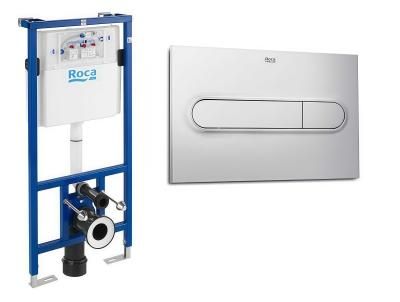 Инсталляция для подвесного унитаза Roca Duplo One WC 890070020 с клавишей смыва Roca Duplo One PL-1 890195002 Хром матовый