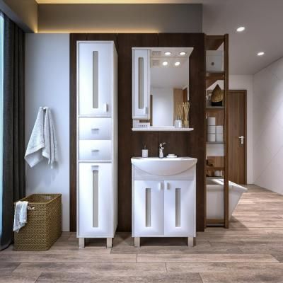 Комплект мебели для ванной Бриклаер БАЛИ 60L, светлая лиственница/белый