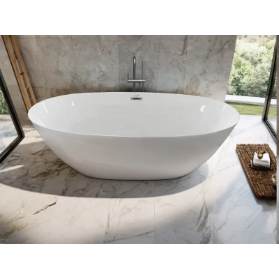 Акриловая ванна Ceruttispa Greta CT10516 168x80 см, отдельностоящая, белый