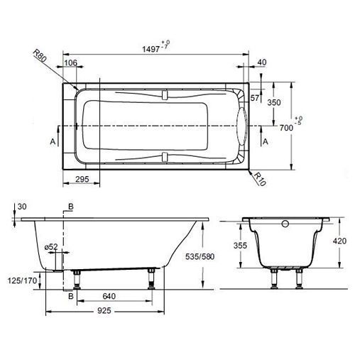 Акриловая ванна Jacob Delafon Odeon Up E6060RU-00 150x70 см