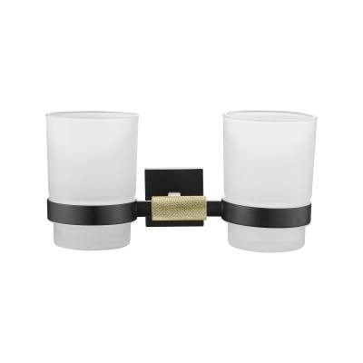 Стаканы для ванной Rose RG3022H с держателем, керамика, золото, черный