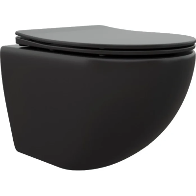 Унитаз подвесной Ceruttispa Sella Aria CT9160 безободковый, с сиденьем микролифт, черный матовый
