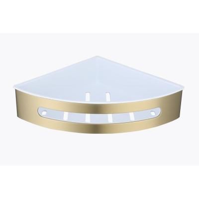 Полка для ванной и душа Raglo угловая с крючками, сатин золотой (R340.01.03)