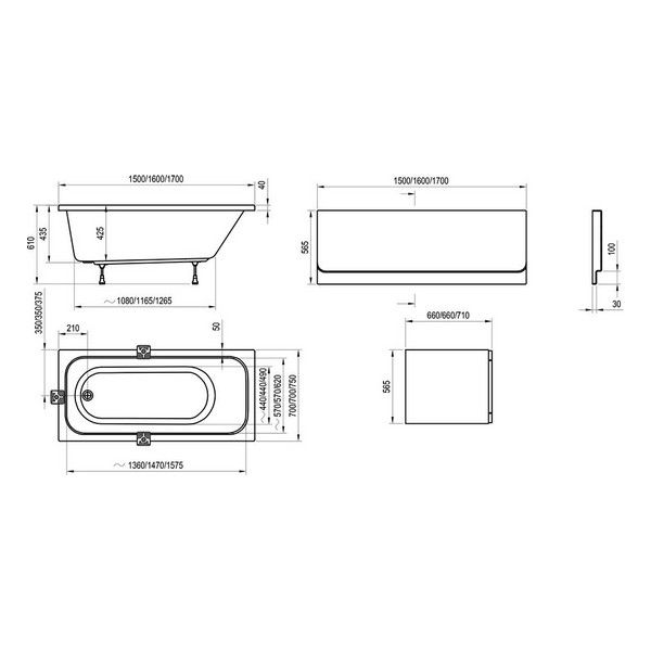Ванна акриловая Ravak Chrome C741000000 170x75