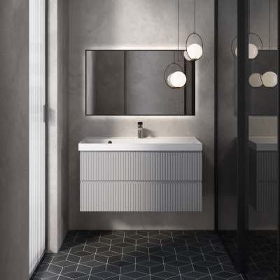 Тумба под умывальник подвесная AQUAme "S1" AQM900110GM 100 см., цвет серый.