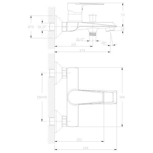 Смеситель для ванны Rossinka RS28 (RS28-31)