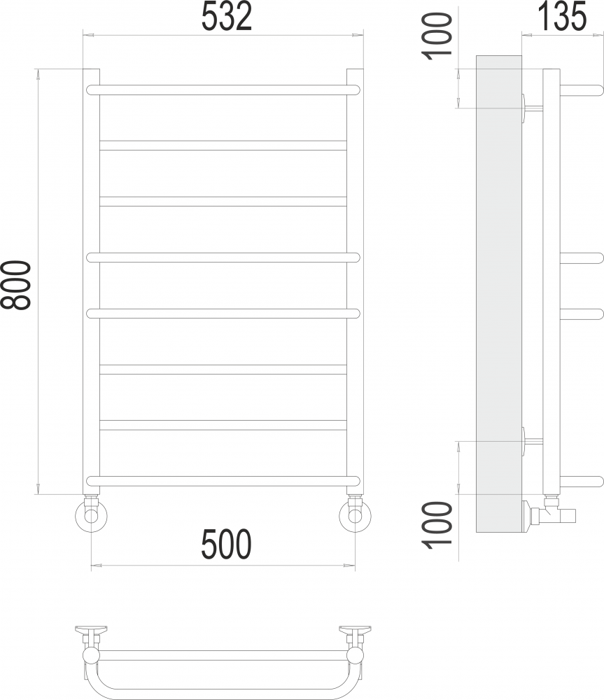 Евромикс п8 500х800 полотенцесушитель Terminus