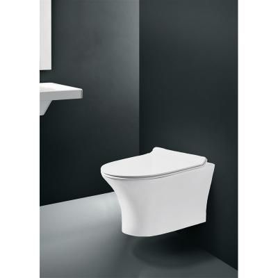 Унитаз GR-4444S (500*365*340) подвесной БЕЗОБОДКОВЫЙ с тонкой крышкой