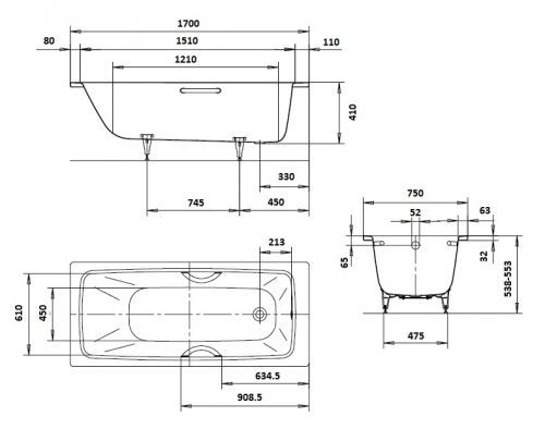 Ванна стальная Kaldewei Cayono Star 756 275600010001 170х75 см