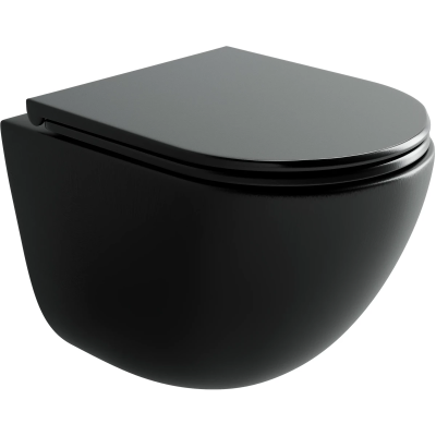 Унитаз подвесной Ceramica Nova Vogue CN4008TMB безободковый, торнадо, с сиденьем микролифт, черный матовый