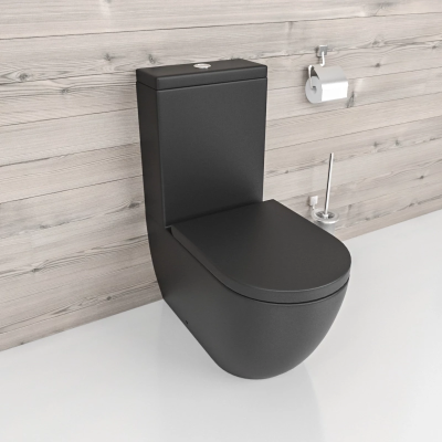 Унитаз-компакт beWash Lusso BKBWR104620 безободковый, с сиденьем микролифт, черный матовый