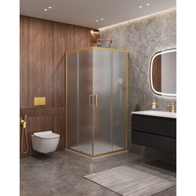 Душевой уголок Cezares Molveno MOLVENO-A-2-90-P-BORO 90x90 см, профиль золотой матовый, стекло текстурное
