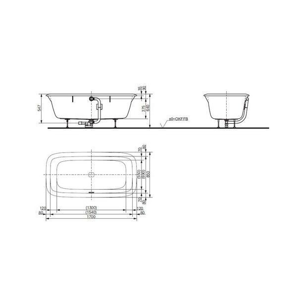 Ванна акриловая Toto NC PAY1740PWEE 170х85