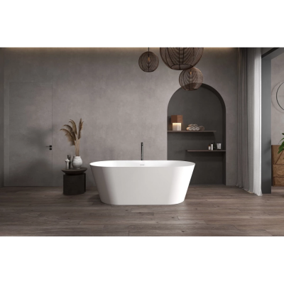 Ванна из литьевого мрамора Abber Stein AS9626 160x70 см, отдельностоящая, белый матовый