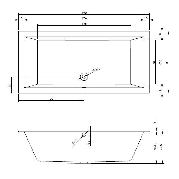 Ванна акриловая Riho Lugo BT0500500000000 190x90 с тонким бортом