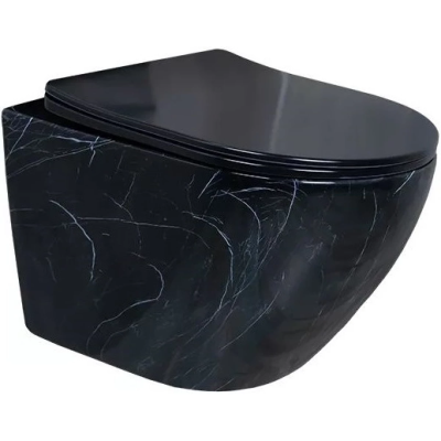 Унитаз подвесной GID Bs2198 безободковый, с сиденьем микролифт, черный мрамор
