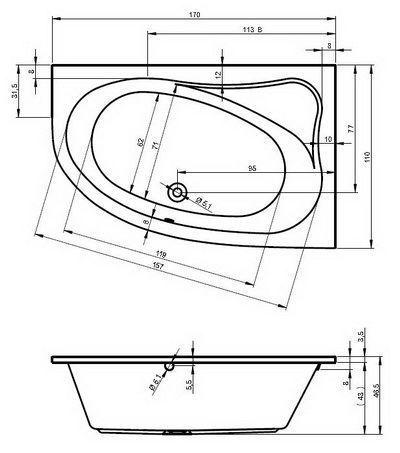 Ванна акриловая Riho Lyra BA6400500000000 170x110 L