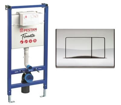 Система инсталляции для унитазов Pestan СЕТ Fluenta SET40006356AC 2 в 1 кнопка смыва ACTIVE хром