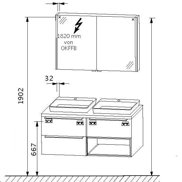 Шкаф-зеркало Puris Aspekt ASP421201(177) 120 серый космос матовый