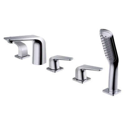 Смеситель на борт ванны однорычажный встроенный, 5 в 1 Rose R1312, Хром