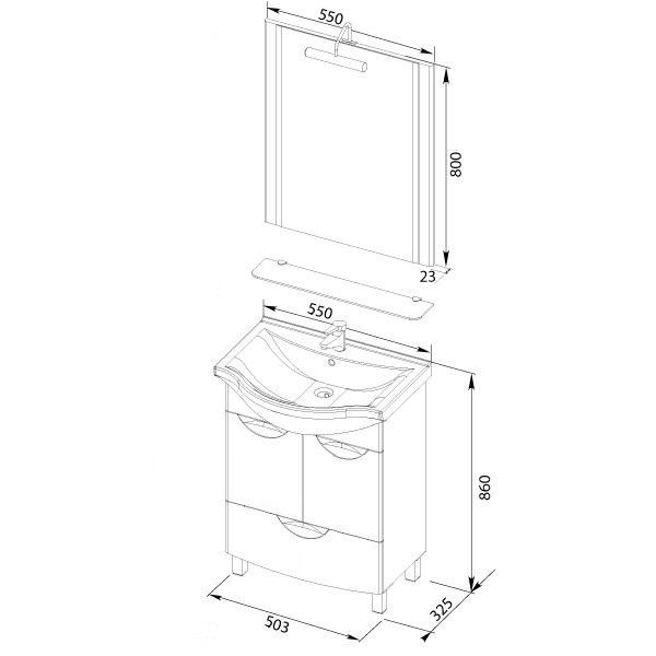 Тумба под раковину Aquanet Асти 00178264 55 М черная, 2 дверцы, 1 ящик