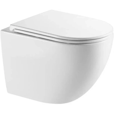 Унитаз подвесной AQUAme AQM2002L безободковый, торнадо, с сиденьем микролифт, белый глянец