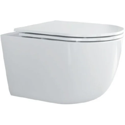 Унитаз подвесной Cezares Relax CZR-3806-53-TH-TOR/SC безободковый, торнадо, с сиденьем микролифт, белый