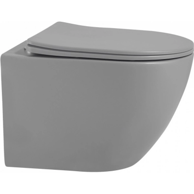 Унитаз подвесной Abber Bequem AC1101TMG безободковый, торнадо, с сиденьем микролифт, серый матовый