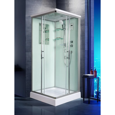 Душевая кабина WeltWasser Laine 1004 10000003269 100x100x217 см, с крышей, гидромассажем, низкий поддон, профиль матовый хром, стекло прозрачное