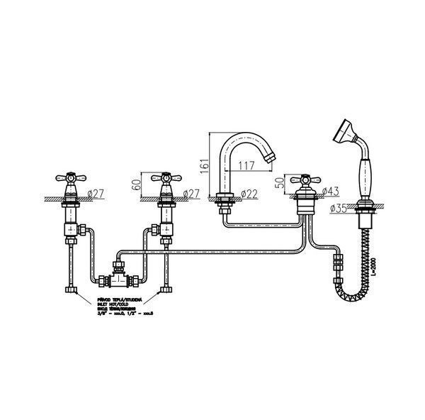Смеситель Rav Slezak Morava Retro MK362.5PSM для ванны бронза