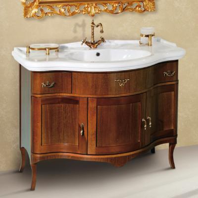 Тумба с раковиной Tiffany World Victory 112 орех, ручки бронза, 2 ящика, 3 дверцы