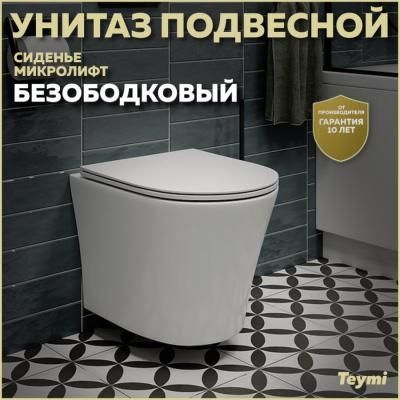 Унитаз подвесной Teymi Ellie безободковый, сиденье микролифт T40802