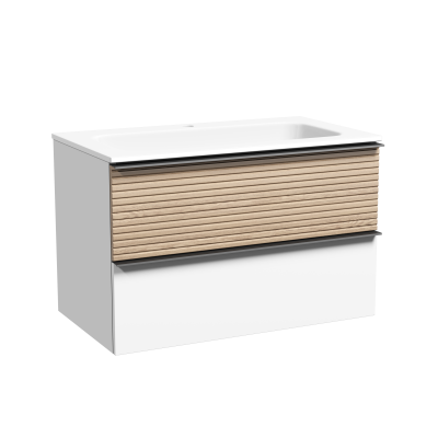 Тумба подвесная SANCOS Delta 790х445х500, c двумя ящиками оснащенными доводчиками,  дуб светлый/белый ,  DL80W