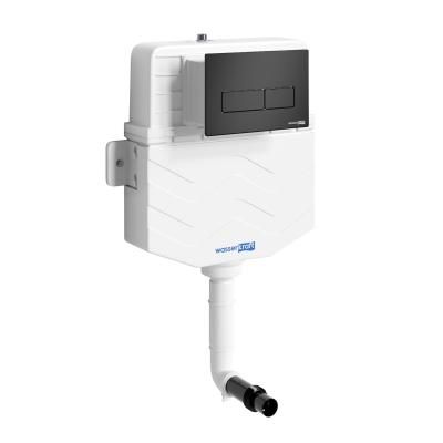 Бачок скрытого монтажа WasserKRAFT 10TLT.031.ME.MB03 с кнопкой смыва, белый, черный матовый