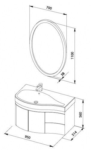 Тумба под раковину Aquanet Сопрано 2-95 00169631 L белая