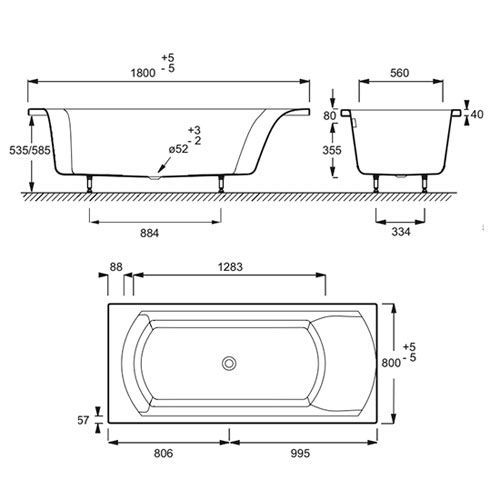 Акриловая ванна Jacob Delafon Ove E60143RU-00 180x80