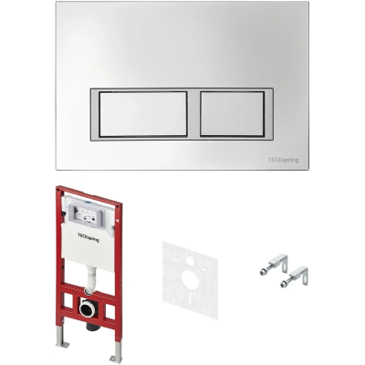 Инсталляция для унитаза Tece TECEspring V S401201 с кнопкой смыва, хром