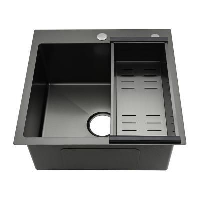 Мойка кухонная с коландером Gappo GS5050-6 50х50 черный