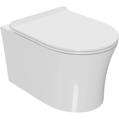 Унитаз подвесной Point Вега PN41711 безободковый, с сиденьем микролифт, белый