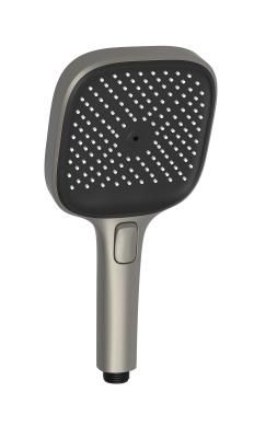 Душевая лейка SANCOS Nok square, кнопочное управление, 125x125 мм, 3 режима, цвет воронёная сталь/черный матовый,  SC6002GG