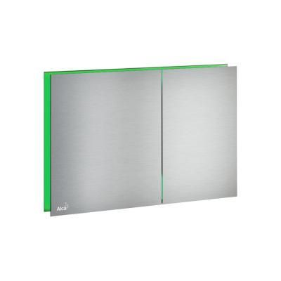 Кнопка смыва AlcaPlast Flat AIR LIGHT-GREEN металл матовый, подсветка зеленая