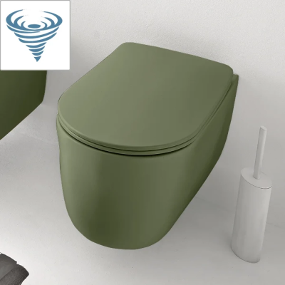 Унитаз подвесной Kerasan Nolita 531511 безободковый, торнадо, зеленый матовый