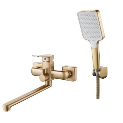 Смеситель для ванны Shevanik S99 S9FA90NK2GZZ универсальный, золотой сатин
