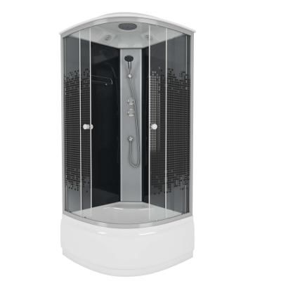 Душ.каб. NG- 7507-14BLACK (800х800х2150) высокий поддон(40см) стекло МОЗАИКА 4 места