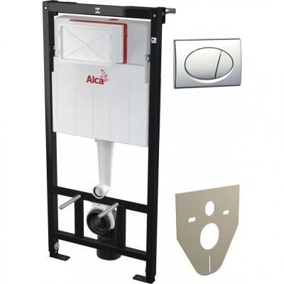 Система инсталляции для унитазов AlcaPlast Solomodul AM101/1120-4:1 RUS SET+M71 4 в 1 кнопка хром
