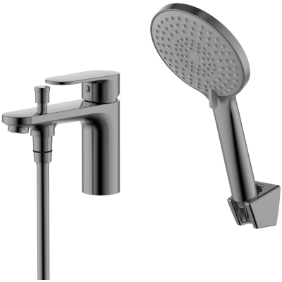 Смеситель на борт ванны Aquatek Ника AQ1844BGM с душевым гарнитуром, оружейная сталь матовый