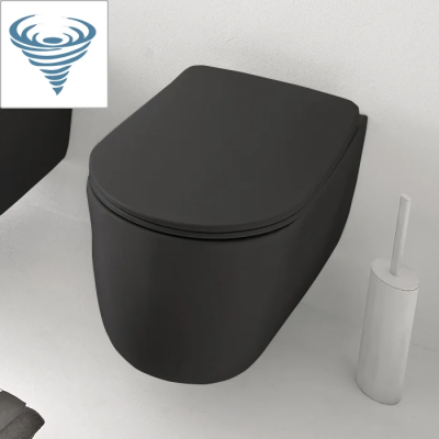 Унитаз подвесной Kerasan Nolita 531531 безободковый, торнадо, черный матовый