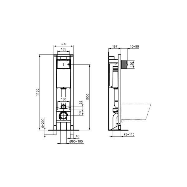 Система инсталляции Ideal Standard ProSys Freestanding Frame M E233367 для унитаза