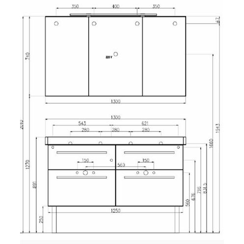 Мебель для ванной  Villeroy & Boch 2Day2 125  light wood